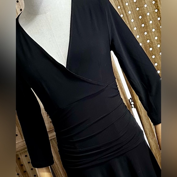 Rekucci Women's Slimming 3/4 Sleeve Fit-and-Flare Crossover Tummy Control Dress - Picture 5 of 8